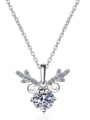 thumb Sterling Silver Moissanite Deer Dainty Necklace 4