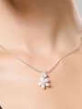 thumb Copper Cubic Zirconia Dainty Pearl flowers  Necklace 1