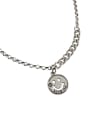 thumb 925 Sterling Silver Geometric chain  Vintage Smiley Pendant Necklace 3