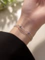 thumb 925 Sterling Silver Geometric Trend Double Layer Chain Strand Bracelet 1