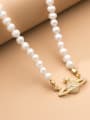 thumb 925 Sterling Silver Rhinestone Star Minimalist  Imitation pearls Necklace 1
