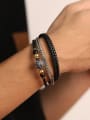 thumb Stainless steel Artificial Leather Weave Hip Hop Strand Bracelet 1