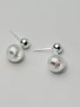 thumb 925 Sterling Silver Bead Geometric Minimalist Drop Earring 2