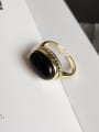 thumb 925 Sterling Silver Black Oval Carnelian  Vintage Free Size Band Ring 1