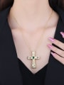 thumb Brass Cubic Zirconia Cross Trend Regligious Necklace 1