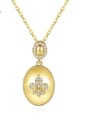 thumb Brass Cubic Zirconia Oval Vintage Necklace 0