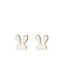 thumb 925 Sterling Silver Enamel Irregular Minimalist rabbit  Stud Earring 2