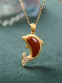 thumb 925 Sterling Silver Carnelian Vintage Dolphin   Pendant 2