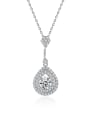 thumb Brass Cubic Zirconia Water Drop Dainty Necklace 0