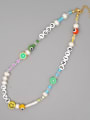 thumb Stainless steel Freshwater Pearl Multi Color Enamel Smiley Bohemia Necklace 1