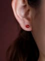 thumb 925 Sterling Silver Garnet Ball Minimalist Stud Earring 1