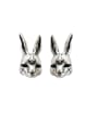 thumb 925 Sterling Silver Rabbit Vintage Stud Earring 0