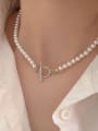 thumb 925 Sterling Silver Freshwater Pearl Geometric Minimalist Beaded Necklace 2