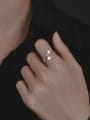 thumb 925 Sterling Silver Imitation Pearl Irregular Minimalist Band Ring 1