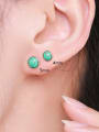 thumb 925 Sterling Silver Turquoise Geometric Minimalist Stud Earring 2