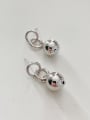 thumb 925 Sterling Silver Minimalist Double Round Silver Beads Drop Earring 1