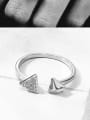 thumb 925 Sterling Silver Rhinestone Triangle  Willow Nail Minimalist Free Size Midi Ring 2