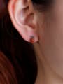 thumb 925 Sterling Silver Carnelian Asymmetrical  Rabbit Vintage Stud Earring 1