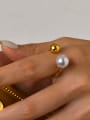 thumb Titanium Steel Imitation Pearl Geometric Minimalist Band Ring 1