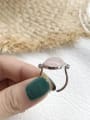 thumb 925 Sterling Silver  Pink Round  Crystal  Minimalist Free Size Midi Ring 1