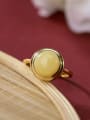 thumb 925 Sterling Silver Amber Round Minimalist Band Ring 2
