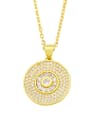 thumb Brass Cubic Zirconia Hand Of Gold Vintage Round Pendant Necklace 0