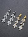 thumb Brass Cubic Zirconia Leaf Luxury Cluster Earring 2