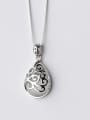 thumb 925 Sterling Silver Vintage pattern synthetic  Cats Eye Pendant Necklace 0
