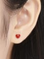 thumb 925 Sterling Silver Enamel Heart Cute Stud Earring 1