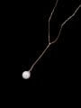 thumb Titanium Imitation Pearl White Tassel Minimalist Lariat Necklace 3