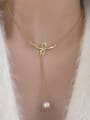 thumb 925 Sterling Silver Bowknot Minimalist Lariat Necklace 2