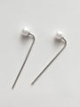 thumb 925 Sterling Silver Imitation Pearl Irregular Minimalist Threader Earring 0