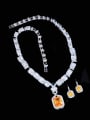 thumb Brass Cubic Zirconia Luxury Geometric Earring and Necklace Set 1