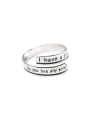 thumb 925 Sterling Silver Geometric Vintage  irregular letters Stackable Ring 0