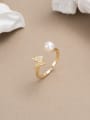 thumb 925 Sterling Silver Freshwater Pearl Butterfly Minimalist Band Ring 0