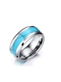 thumb Tungsten Turquoise Geometric Hip Hop Band Ring 0