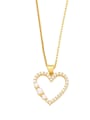 thumb Brass Imitation Pearl Vintage Letter  Heart Pendant Necklace 2