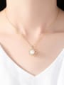 thumb 925 Sterling Silver Freshwater Pearl Hollow zircon flower pendant  Necklace 1
