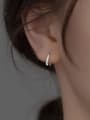 thumb 925 Sterling Silver Irregular Minimalist Hook Earring 1