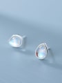 thumb 925 Sterling Silver Glass Stone Water Drop Minimalist Stud Earring 2