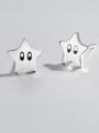 thumb 925 Sterling Silver Vintage  Smiley five-pointed star Stud Earring 2