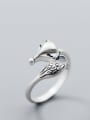thumb 925 Sterling Silver Fox Vintage free size Ring 1