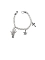 thumb Vintage Sterling Silver With Simple Retro Hollow Chain Cross Pendant Bracelets 3