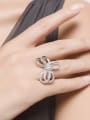 thumb Copper Cubic Zirconia White Butterfly Luxury Free Size Band Ring 1