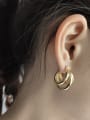 thumb 925 Sterling Silver Round Vintage Three Ring Earrings (Single) Hoop Earring 0