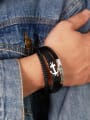 thumb Titanium Steel Artificial Leather Weave Hip Hop Strand Bracelet 1