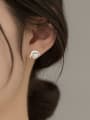 thumb 925 Sterling Silver Imitation Pearl Hexagon Minimalist Stud Earring 1