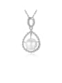 thumb 925 Sterling Silver 3A Zircon Freshwater Pearl Pendant Necklace 0