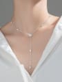 thumb 925 Sterling Silver Snowflake Diamond Star Y-shaped Long Tassel Necklace 3