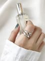 thumb 925 Sterling Silver Irregular Vintage  Wide Twist Free Size Band Ring 1